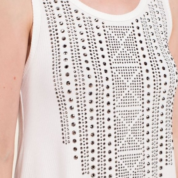 Womens VOCAL White Crystal Tank Tunic S M L XL - Picture 7 of 7